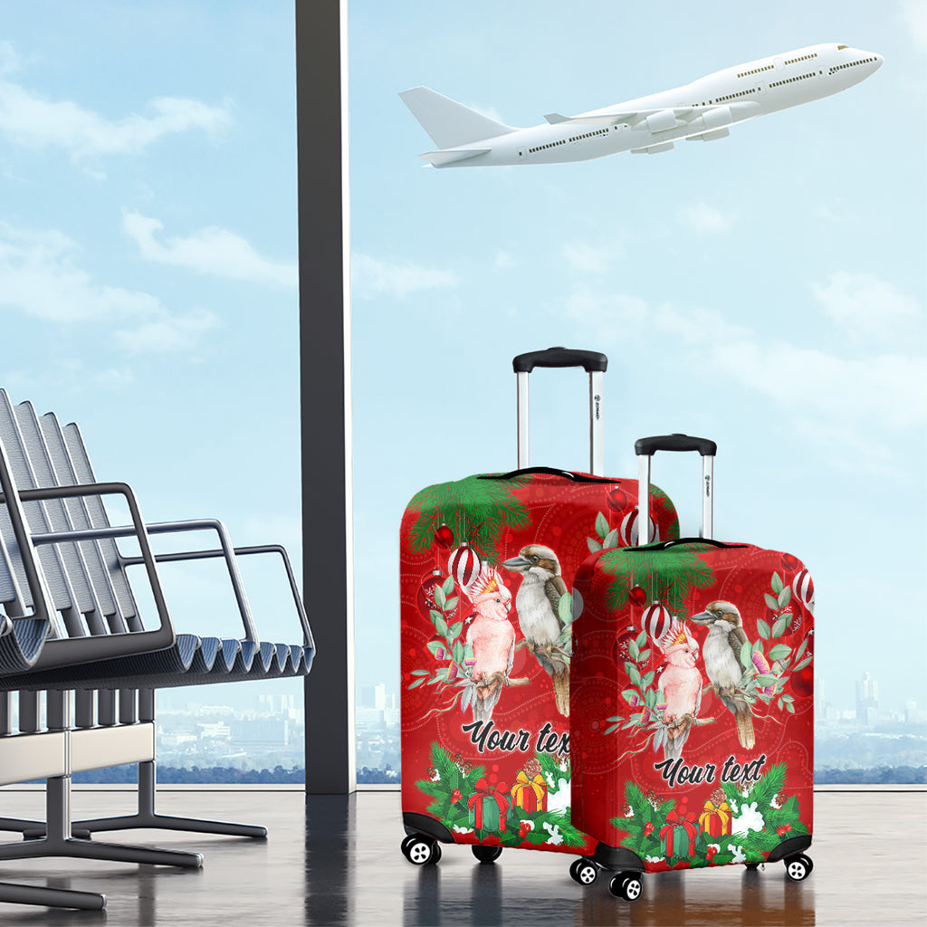personalised-kookaburra-lover-luggage-cover-australia-merry-christmas-aboriginal-red-style