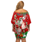personalised-kookaburra-lover-off-shoulder-short-dress-australia-merry-christmas-aboriginal-red-style