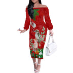 personalised-kookaburra-lover-off-the-shoulder-long-sleeve-dress-australia-merry-christmas-aboriginal-red-style