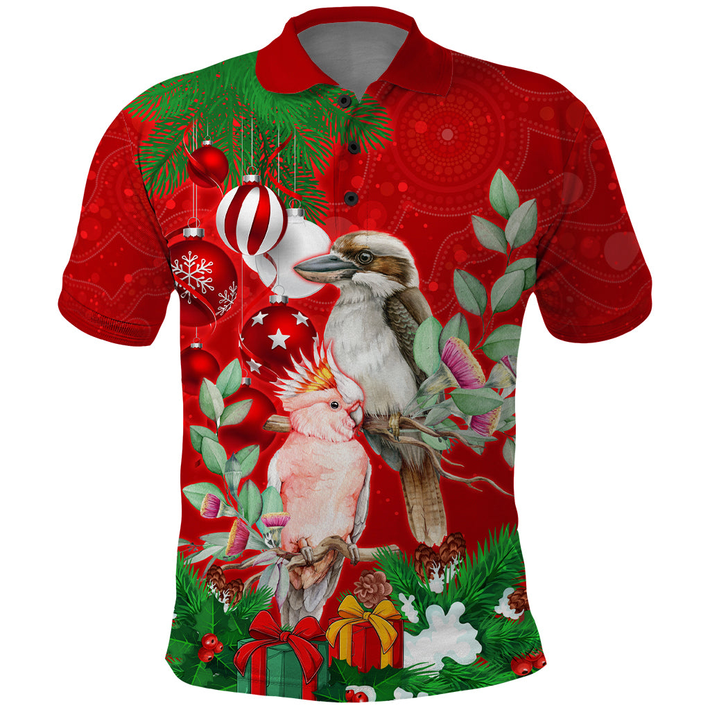 personalised-kookaburra-lover-polo-shirt-australia-merry-christmas-aboriginal-red-style
