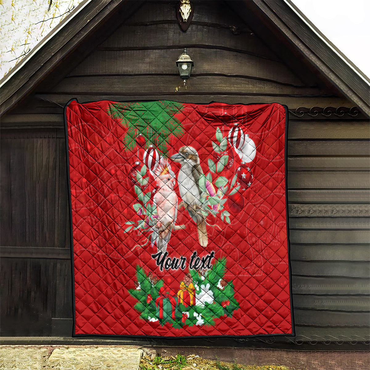 personalised-kookaburra-lover-quilt-australia-merry-christmas-aboriginal-red-style