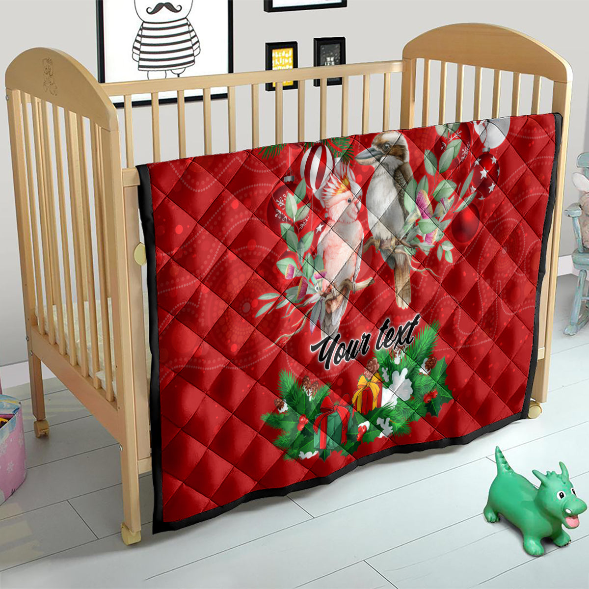 personalised-kookaburra-lover-quilt-australia-merry-christmas-aboriginal-red-style