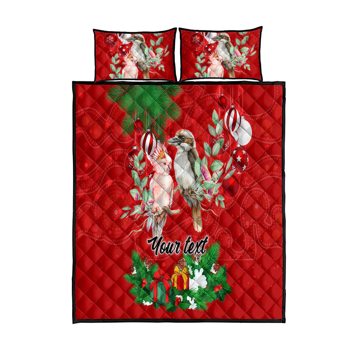 personalised-kookaburra-lover-quilt-bed-set-australia-merry-christmas-aboriginal-red-style