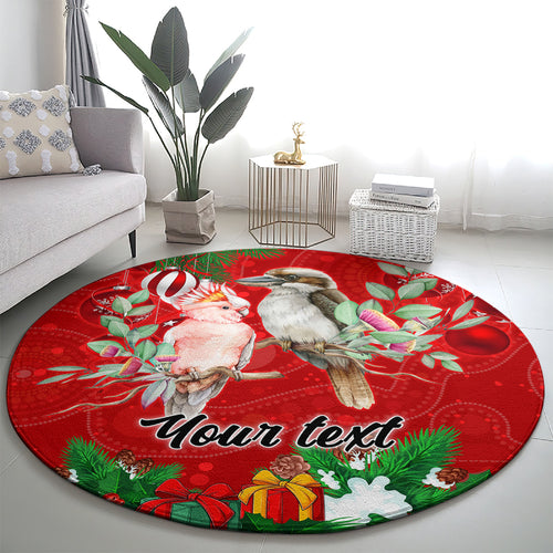 personalised-kookaburra-lover-round-carpet-australia-merry-christmas-aboriginal-red-style