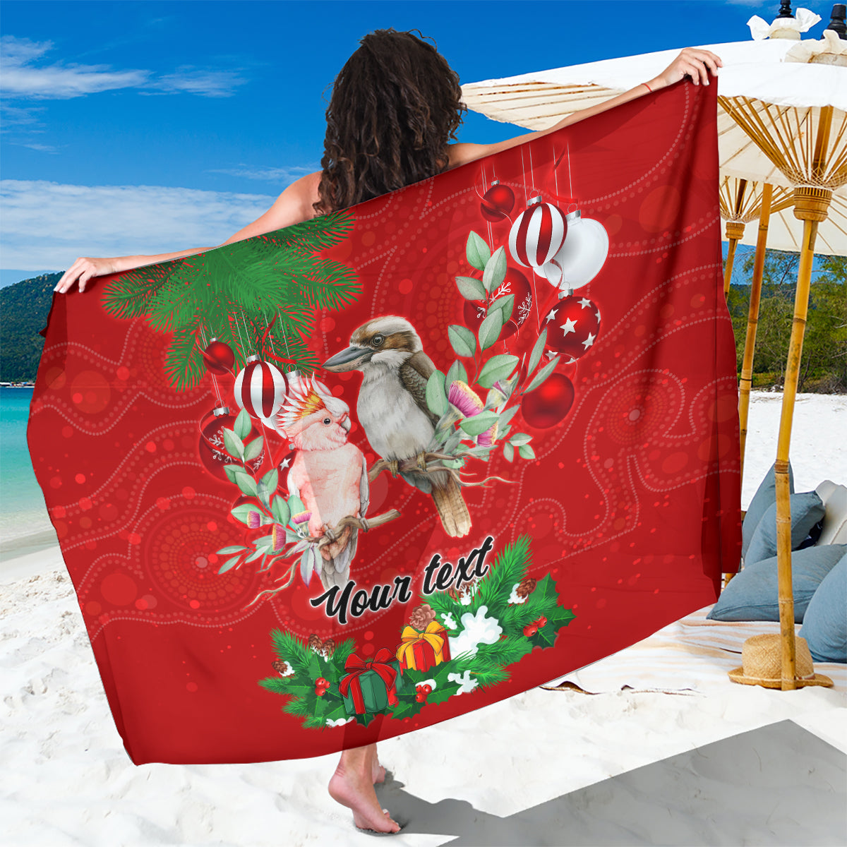 personalised-kookaburra-lover-sarong-australia-merry-christmas-aboriginal-red-style
