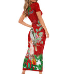 personalised-kookaburra-lover-short-sleeve-bodycon-dress-australia-merry-christmas-aboriginal-red-style