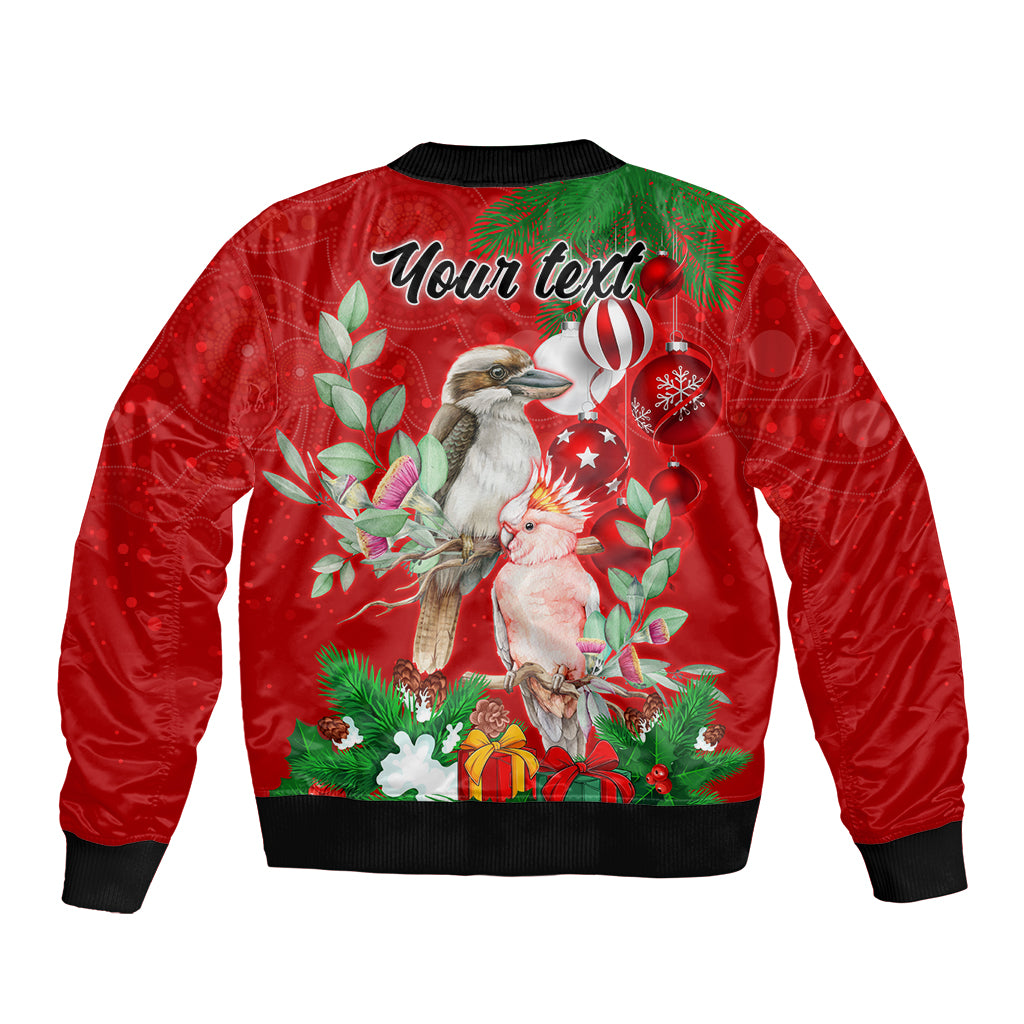 personalised-kookaburra-lover-sleeve-zip-bomber-jacket-australia-merry-christmas-aboriginal-red-style