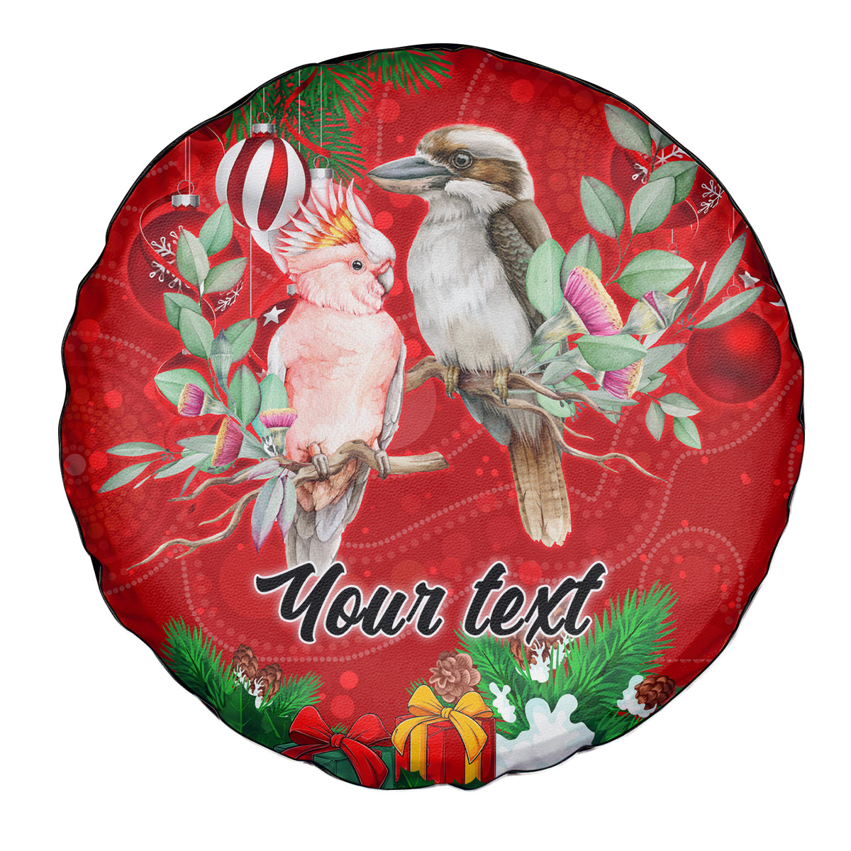 personalised-kookaburra-lover-spare-tire-cover-australia-merry-christmas-aboriginal-red-style
