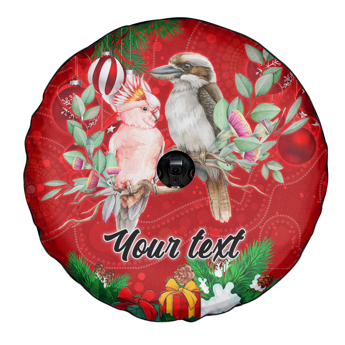 personalised-kookaburra-lover-spare-tire-cover-australia-merry-christmas-aboriginal-red-style