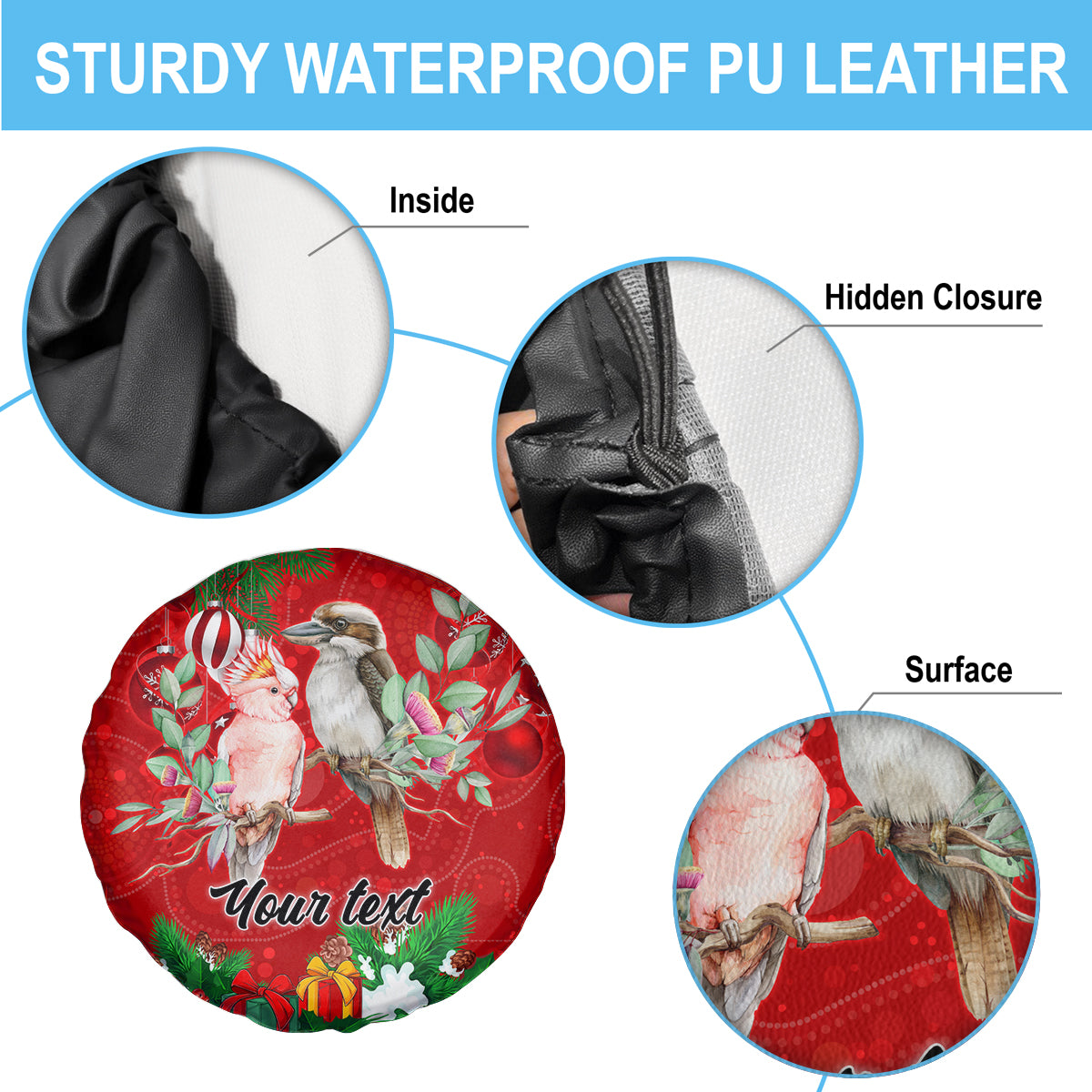 personalised-kookaburra-lover-spare-tire-cover-australia-merry-christmas-aboriginal-red-style