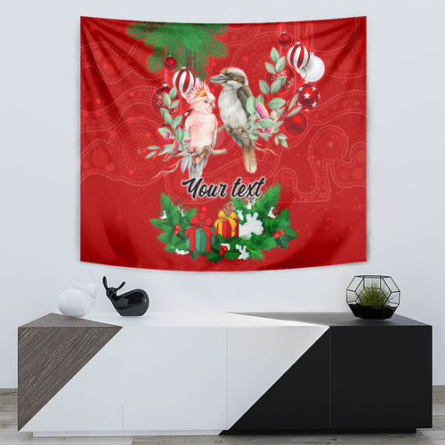 personalised-kookaburra-lover-tapestry-australia-merry-christmas-aboriginal-red-style