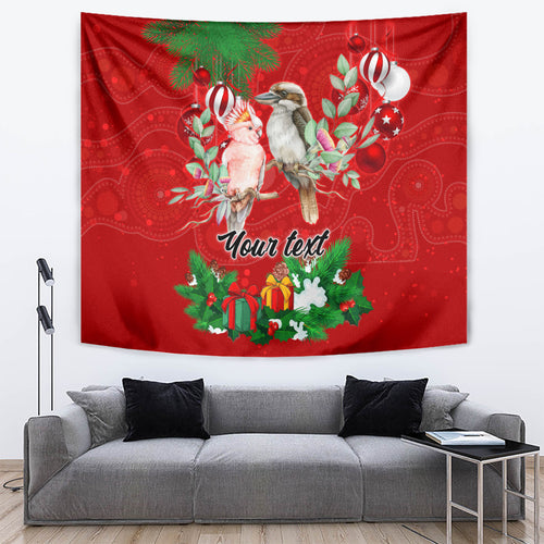 personalised-kookaburra-lover-tapestry-australia-merry-christmas-aboriginal-red-style