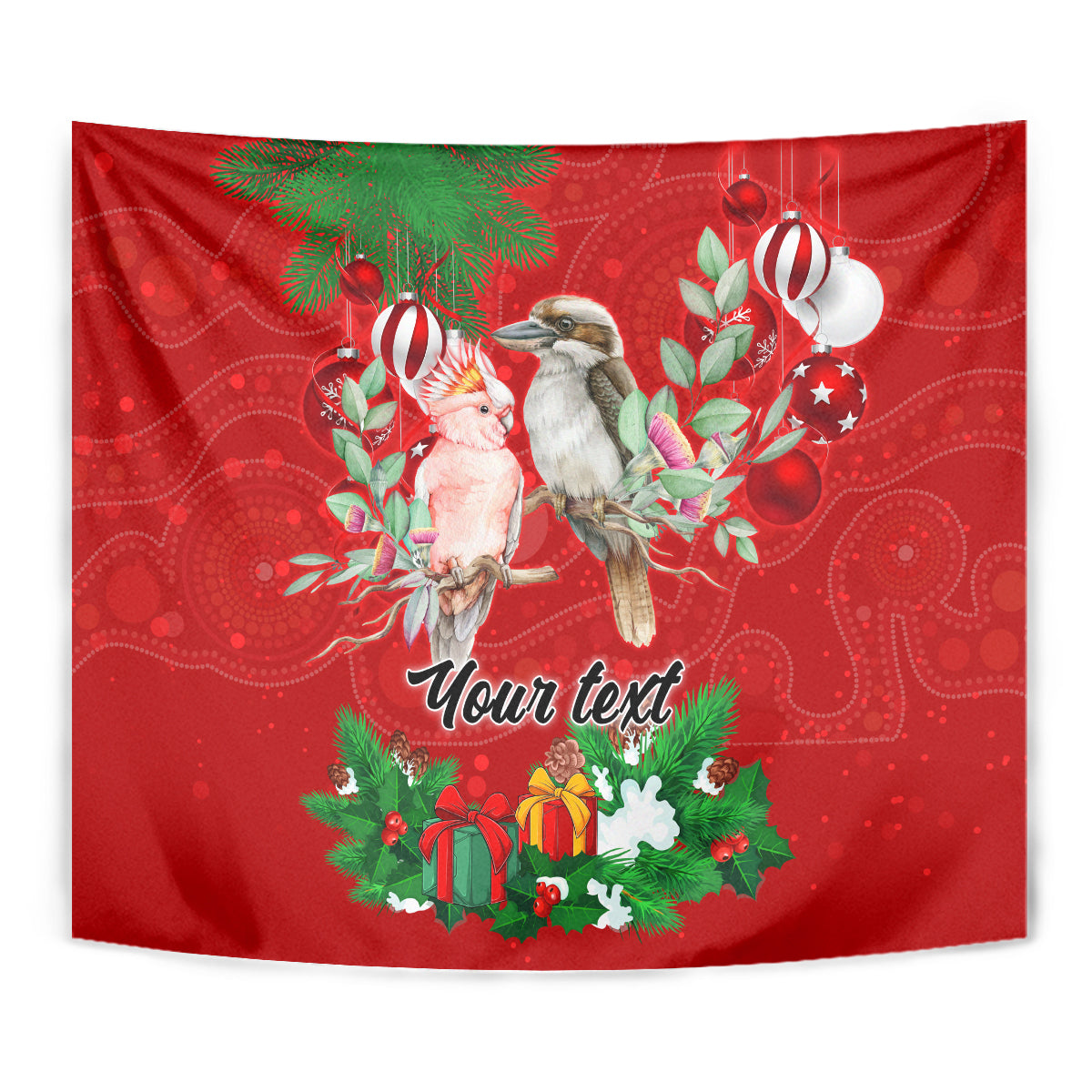 personalised-kookaburra-lover-tapestry-australia-merry-christmas-aboriginal-red-style