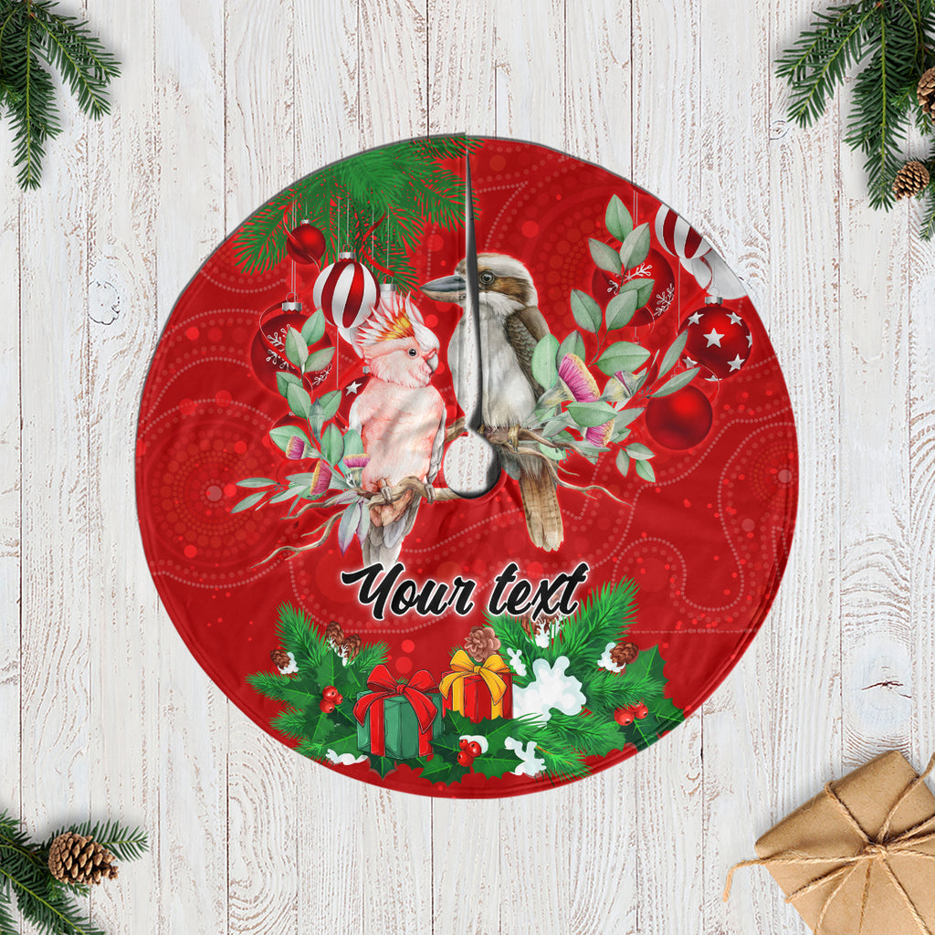 personalised-kookaburra-lover-tree-skirt-australia-merry-christmas-aboriginal-red-style