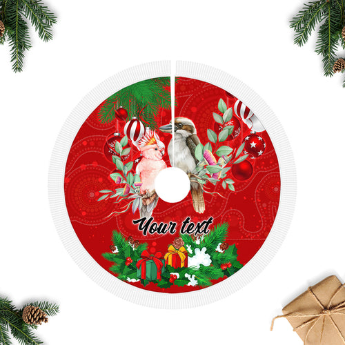 personalised-kookaburra-lover-tree-skirt-australia-merry-christmas-aboriginal-red-style