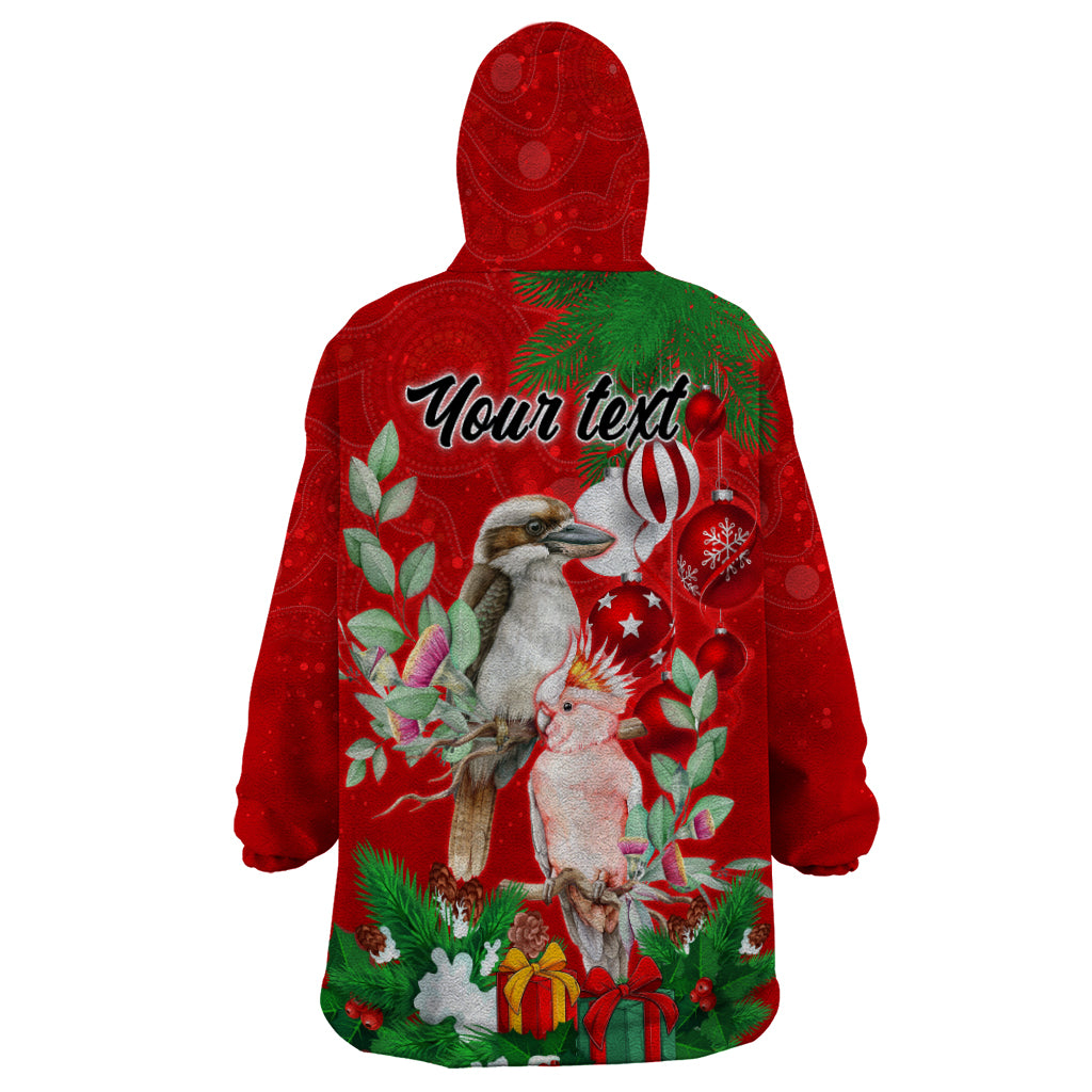personalised-kookaburra-lover-wearable-blanket-hoodie-australia-merry-christmas-aboriginal-red-style