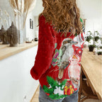 personalised-kookaburra-lover-women-casual-shirt-australia-merry-christmas-aboriginal-red-style