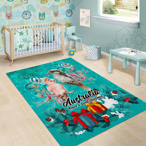 kookaburra-and-cockatoo-area-rug-australia-merry-christmas-aboriginal-teal-style