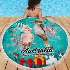 kookaburra-and-cockatoo-beach-blanket-australia-merry-christmas-aboriginal-teal-style