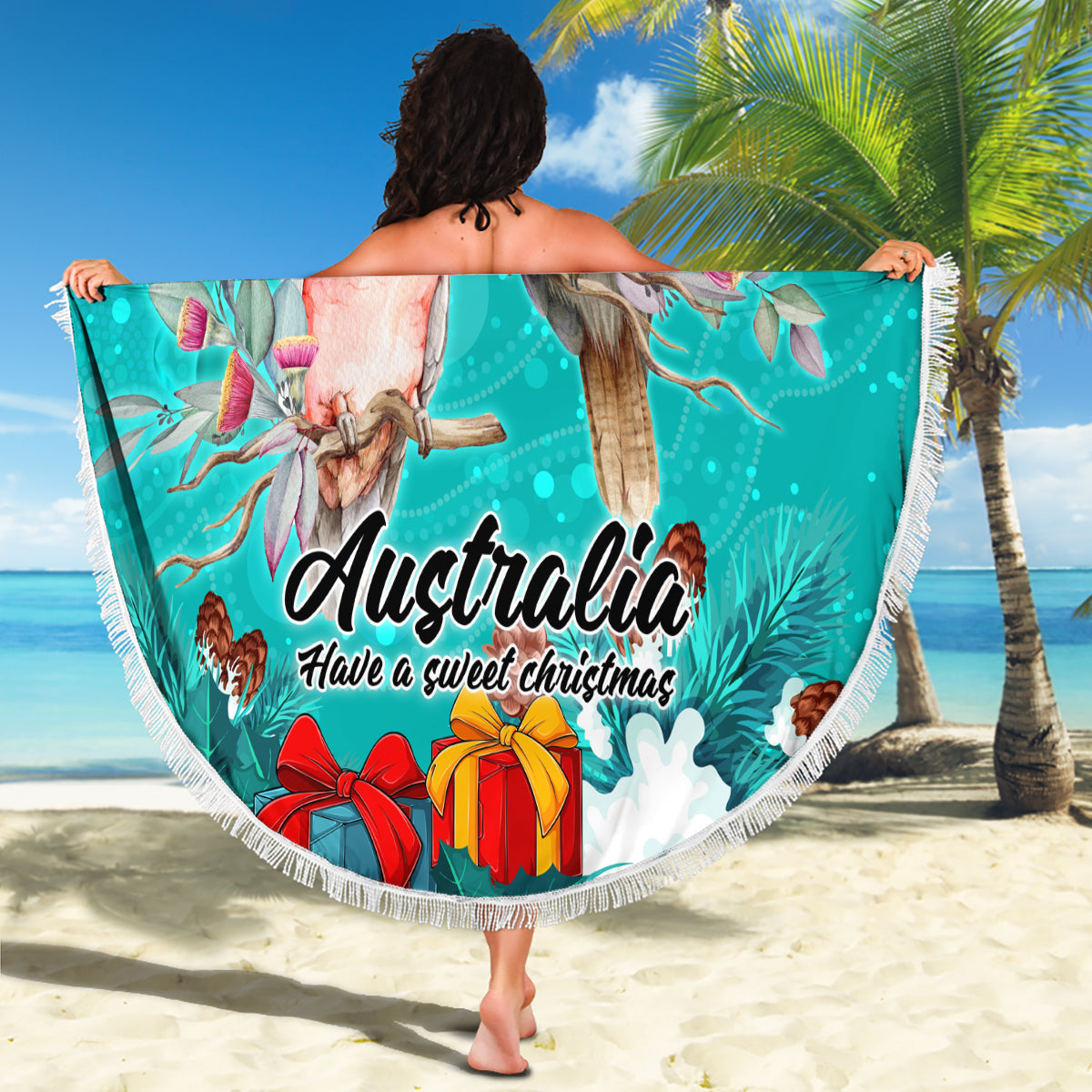 kookaburra-and-cockatoo-beach-blanket-australia-merry-christmas-aboriginal-teal-style