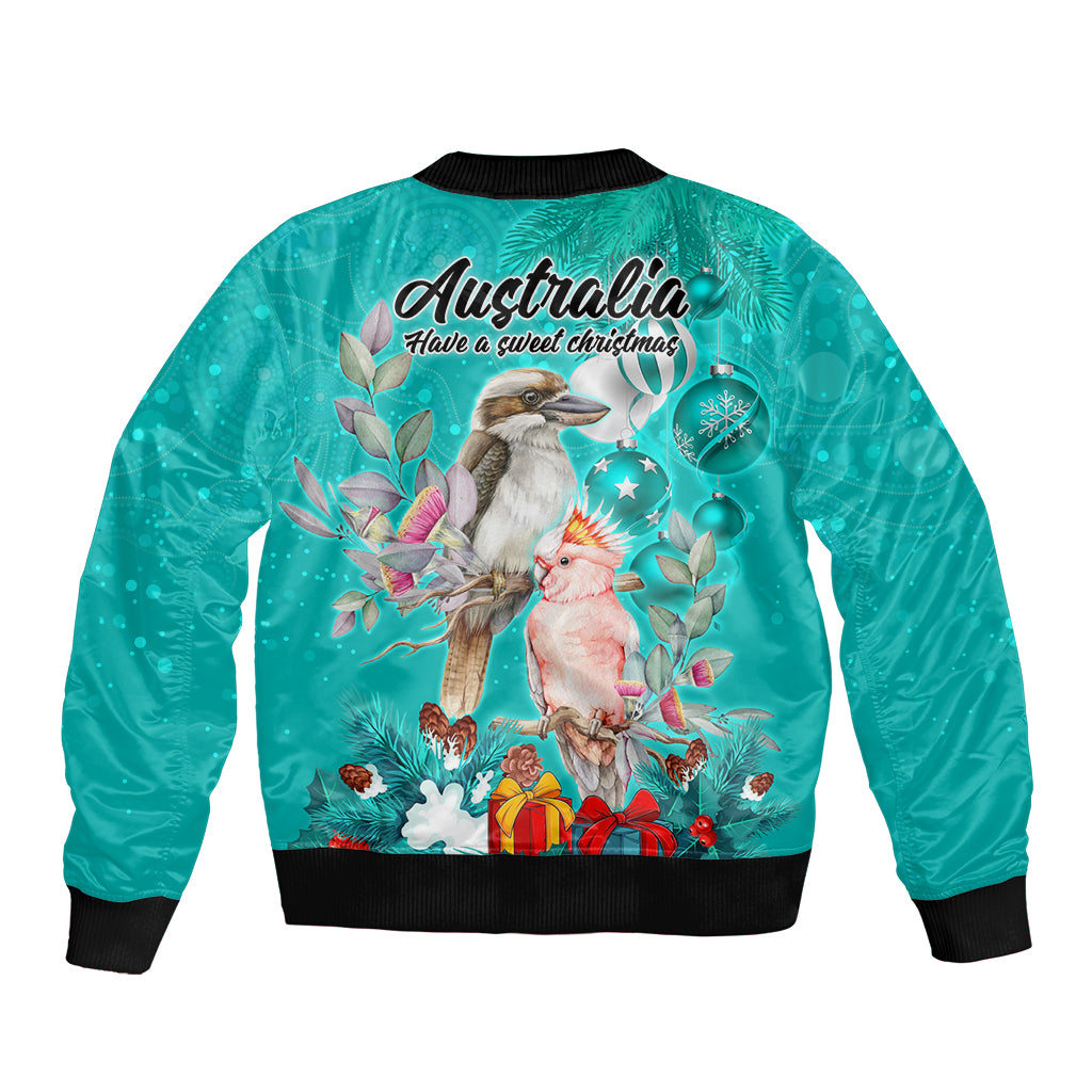 kookaburra-and-cockatoo-bomber-jacket-australia-merry-christmas-aboriginal-teal-style