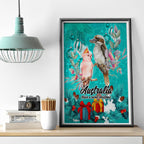 kookaburra-and-cockatoo-canvas-wall-art-australia-merry-christmas-aboriginal-teal-style