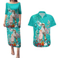 kookaburra-and-cockatoo-couples-matching-puletasi-dress-and-hawaiian-shirt-australia-merry-christmas-aboriginal-teal-style