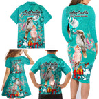 kookaburra-and-cockatoo-family-matching-long-sleeve-bodycon-dress-and-hawaiian-shirt-australia-merry-christmas-aboriginal-teal-style