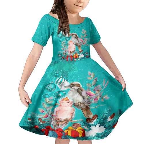 kookaburra-and-cockatoo-family-matching-mermaid-dress-and-hawaiian-shirt-australia-merry-christmas-aboriginal-teal-style