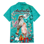 kookaburra-and-cockatoo-family-matching-mermaid-dress-and-hawaiian-shirt-australia-merry-christmas-aboriginal-teal-style