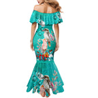 kookaburra-and-cockatoo-family-matching-mermaid-dress-and-hawaiian-shirt-australia-merry-christmas-aboriginal-teal-style