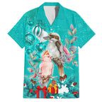 kookaburra-and-cockatoo-family-matching-off-shoulder-maxi-dress-and-hawaiian-shirt-australia-merry-christmas-aboriginal-teal-style