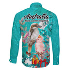 kookaburra-and-cockatoo-family-matching-off-shoulder-short-dress-and-hawaiian-shirt-australia-merry-christmas-aboriginal-teal-style