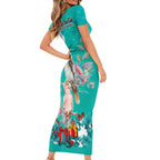 kookaburra-and-cockatoo-family-matching-short-sleeve-bodycon-dress-and-hawaiian-shirt-australia-merry-christmas-aboriginal-teal-style