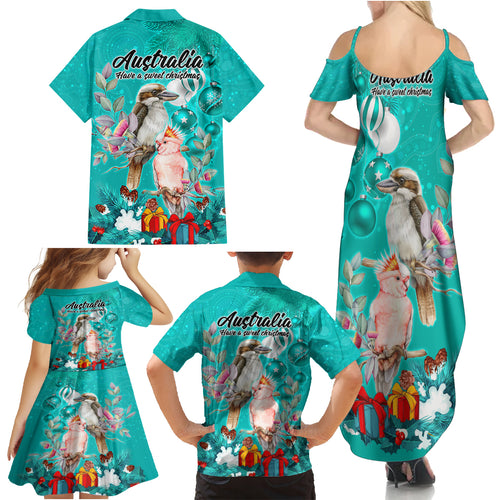kookaburra-and-cockatoo-family-matching-summer-maxi-dress-and-hawaiian-shirt-australia-merry-christmas-aboriginal-teal-style