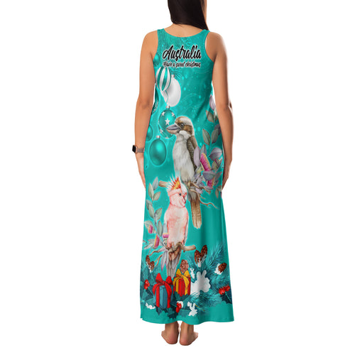 kookaburra-and-cockatoo-family-matching-tank-maxi-dress-and-hawaiian-shirt-australia-merry-christmas-aboriginal-teal-style