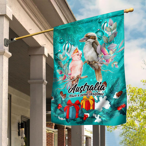 kookaburra-and-cockatoo-garden-flag-australia-merry-christmas-aboriginal-teal-style