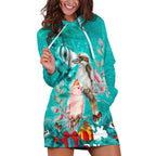 kookaburra-and-cockatoo-hoodie-dress-australia-merry-christmas-aboriginal-teal-style