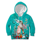 kookaburra-and-cockatoo-kid-hoodie-australia-merry-christmas-aboriginal-teal-style