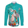 kookaburra-and-cockatoo-long-sleeve-button-shirt-australia-merry-christmas-aboriginal-teal-style