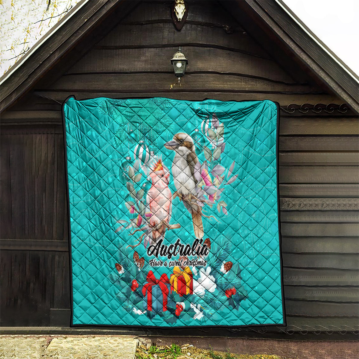 kookaburra-and-cockatoo-quilt-australia-merry-christmas-aboriginal-teal-style
