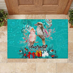 kookaburra-and-cockatoo-rubber-doormat-australia-merry-christmas-aboriginal-teal-style