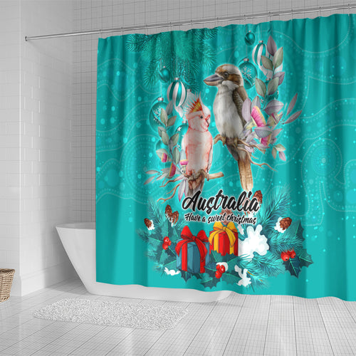 kookaburra-and-cockatoo-shower-curtain-australia-merry-christmas-aboriginal-teal-style