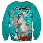 kookaburra-and-cockatoo-sweatshirt-australia-merry-christmas-aboriginal-teal-style