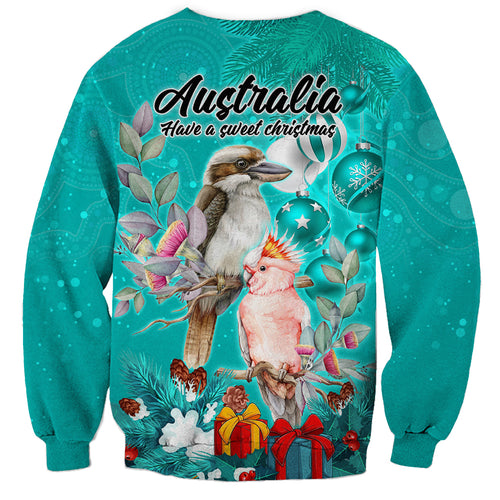 kookaburra-and-cockatoo-sweatshirt-australia-merry-christmas-aboriginal-teal-style
