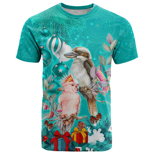 kookaburra-and-cockatoo-t-shirt-australia-merry-christmas-aboriginal-teal-style