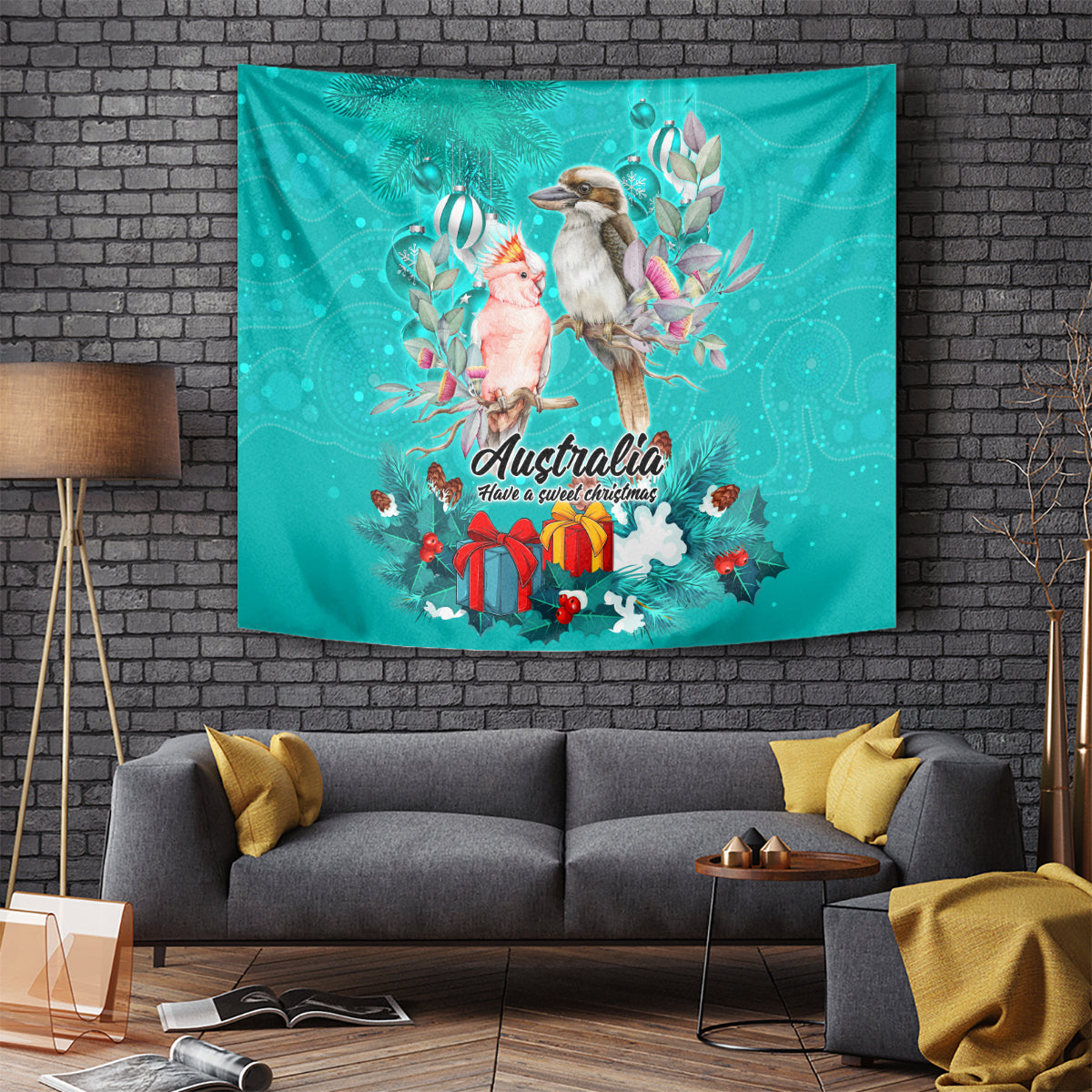 kookaburra-and-cockatoo-tapestry-australia-merry-christmas-aboriginal-teal-style