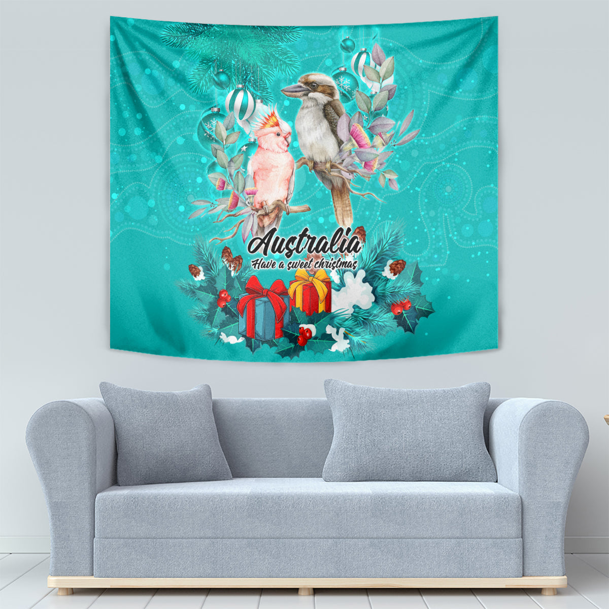 kookaburra-and-cockatoo-tapestry-australia-merry-christmas-aboriginal-teal-style