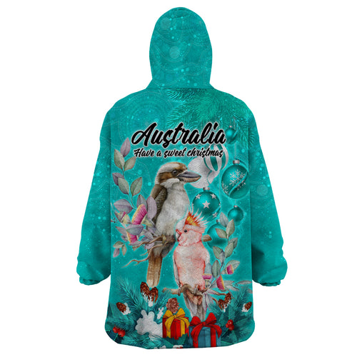 kookaburra-and-cockatoo-wearable-blanket-hoodie-australia-merry-christmas-aboriginal-teal-style