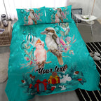 personalised-kookaburra-and-cockatoo-bedding-set-australia-merry-christmas-aboriginal-teal-style